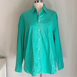 Sporty & Rich Oversized Button Down Collared Shirt, Caribbean Green, S NWT